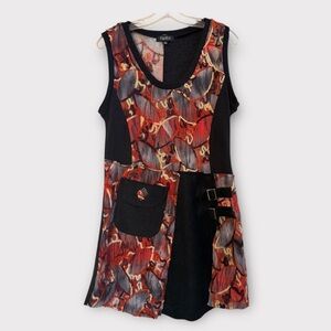 NWT Papillon mixed print felt black/orange dress